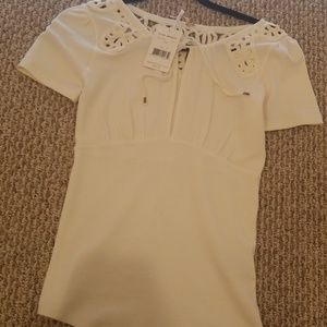 Free People Ivory Embroidered Ivory Shirt